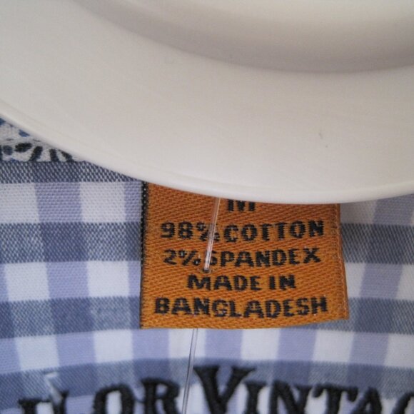 NWT Tailor Vintage Blue and White Checkered Casual Button Down Shirt sz M - Picture 5 of 11